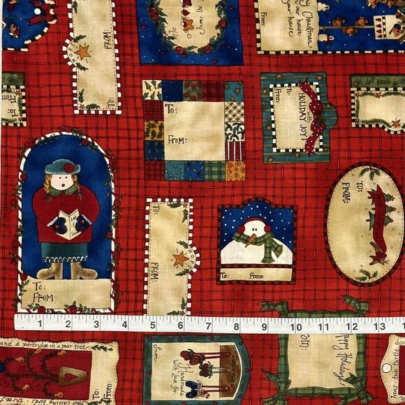 Christmas Present Tags Fabric Gift Tags Fabric Quilting Cotton Fabric BTY - Picture 3 of 4